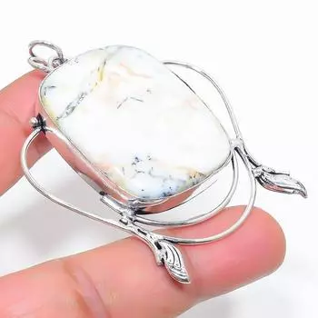 Подарочный кулон из стерлингового серебра 925 пробы с натуральным дендритовым опалом 2,68 дюйма t4t61