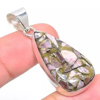 Подарочный кулон из стерлингового серебра 925 пробы с натуральным родохрозитом 1,85 дюйма K0W94