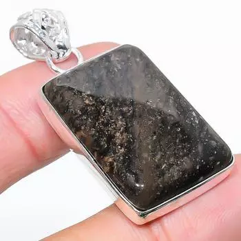 Подарочный кулон из стерлингового серебра 925 пробы с натуральным медовым дендритным камнем 1,69 дюйма v7S82