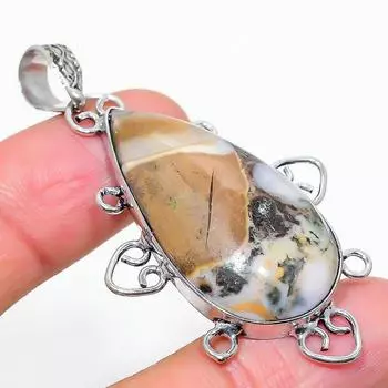 Подарочный кулон из стерлингового серебра 925 пробы с натуральным дендритовым опалом 2,64 дюйма W2S85