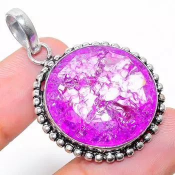 Подарочный кулон из стерлингового серебра 925 пробы с натуральным треснутым хрусталем 1,77 дюйма Y1B87