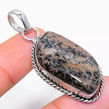 Подарочный кулон из стерлингового серебра 925 пробы с натуральным медовым дендритным камнем 1,89 дюйма F1o46