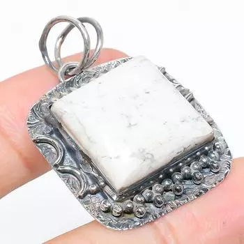 Подарочный кулон из стерлингового серебра 925 пробы с натуральным говлитом и яшмой размером 1,69 дюйма U6n01