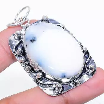 Подарочный кулон из стерлингового серебра 925 пробы с натуральным дендритовым опалом 2,21 дюйма t5O70