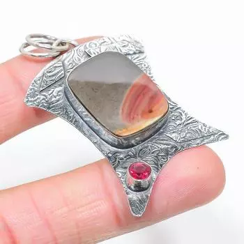 Подарочный кулон из стерлингового серебра 925 пробы с натуральным мукаитом и гранатом 2,40 дюйма u7M95