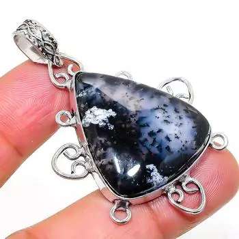 Подарочный кулон из стерлингового серебра 925 пробы с натуральным дендритовым опалом 2,17 дюйма v9u11