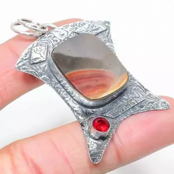 Подарочный кулон из стерлингового серебра 925 пробы с натуральным мукаитом и гранатом, 2,44 дюйма, v6i18