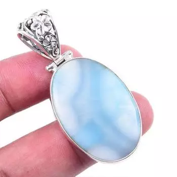 Подарочный кулон из стерлингового серебра 925 пробы Natural Republic с драгоценным камнем Ларимар 2 дюйма Z6i02