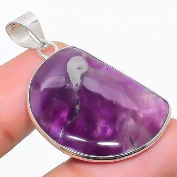 Подарочный кулон из стерлингового серебра 925 пробы с натуральным шалфейным аметистом 1,65 дюйма F8k95
