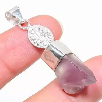 Подарочный кулон из стерлингового серебра 925 пробы с натуральным аметистом, грубый драгоценный камень, 1,69 дюйма, q4y69