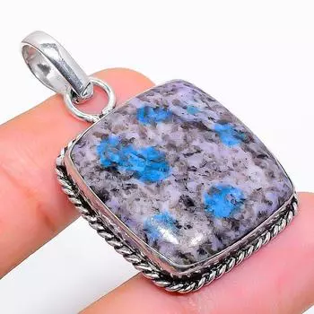 Подарочный кулон из стерлингового серебра 925 пробы с натуральным синим азуритом K2 1,65 дюйма b2U82