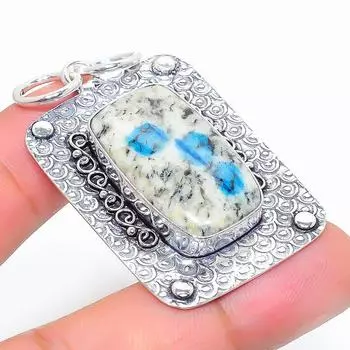 Подарочный кулон из стерлингового серебра 925 пробы с натуральным синим азуритом K2, размер 2,05 дюйма, Y4c38