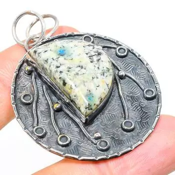 Подарочный кулон из стерлингового серебра 925 пробы с натуральным синим азуритом K2 2,21 дюйма i0Y79