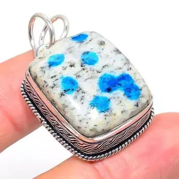 Подарочный кулон из стерлингового серебра 925 пробы с натуральным синим азуритом K2, размер 1,65 дюйма, n9h42