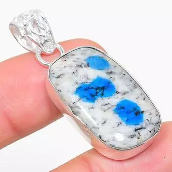 Подарочный кулон из стерлингового серебра 925 пробы с натуральным синим азуритом K2 1,73 дюйма b6f20