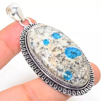 Подарочный кулон из стерлингового серебра 925 пробы с натуральным синим азуритом K2 2,68 дюйма Y2i49