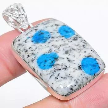 Подарочный кулон из стерлингового серебра 925 пробы с натуральным синим азуритом K2 размером 1,97 дюйма Q8c02