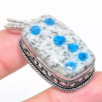 Подарочный кулон из стерлингового серебра 925 пробы с натуральным синим азуритом K2 1,89 дюйма F9i26