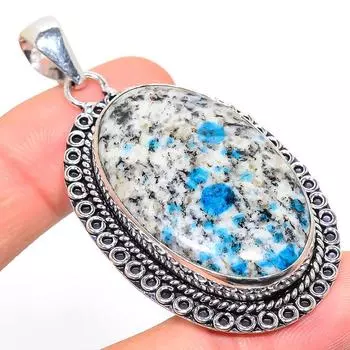 Подарочный кулон из стерлингового серебра 925 пробы с натуральным синим азуритом K2 2,52 дюйма A8g39