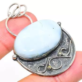 Подарочный кулон из стерлингового серебра 925 пробы с драгоценным камнем Natural Republic Ларимар 2,25 дюйма Y6k41