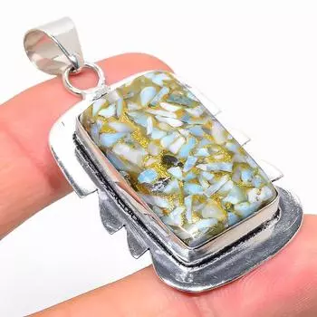 Подарочный кулон из стерлингового серебра 925 пробы с натуральным медным драгоценным камнем Ларимар 2,17 дюйма h5r68