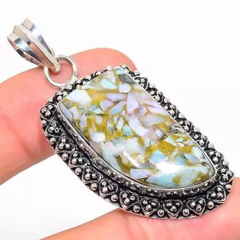 Подарочный кулон из стерлингового серебра 925 пробы с натуральным медным драгоценным камнем Ларимар 2,21 дюйма S9j70