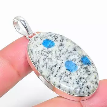Подарочный кулон из стерлингового серебра 925 пробы с натуральным синим азуритом K2 2,13 дюйма I3Z23