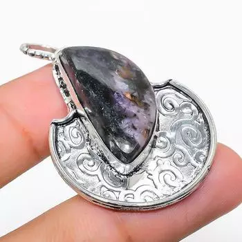 Подарочный кулон из стерлингового серебра 925 пробы с натуральным русским чароитом 1,89 дюйма L9e82
