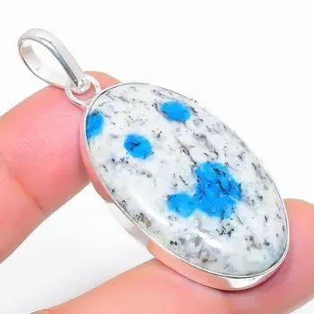 Подарочный кулон из стерлингового серебра 925 пробы с натуральным синим азуритом K2 2,05 дюйма B3V97