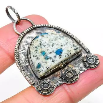 Подарочный кулон из стерлингового серебра 925 пробы с натуральным синим азуритом K2 2,05 дюйма s9T00
