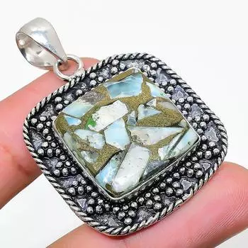 Подарочный кулон из стерлингового серебра 925 пробы с натуральным медным драгоценным камнем Ларимар 1,89 дюйма q6z39
