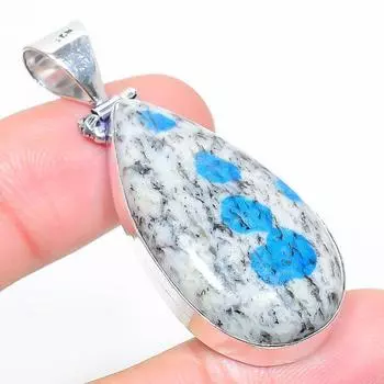 Подарочный кулон из стерлингового серебра 925 пробы с натуральным синим азуритом K2, 2,05 дюйма, a0s38