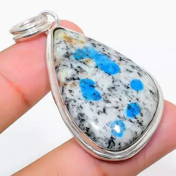 Подарочный кулон из стерлингового серебра 925 пробы с натуральным синим азуритом K2 2,21 дюйма l3i96
