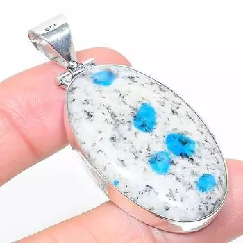 Подарочный кулон из стерлингового серебра 925 пробы с натуральным синим азуритом K2, размер 2,17 дюйма, D4N54