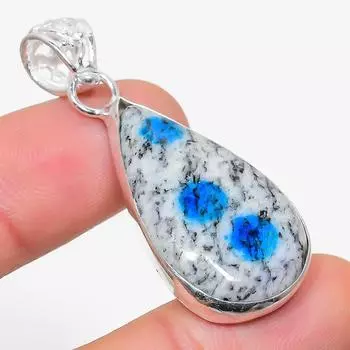 Подарочный кулон из стерлингового серебра 925 пробы с натуральным синим азуритом K2 размером 2,09 дюйма C1S51