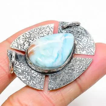 Подарочный кулон из стерлингового серебра 925 пробы с драгоценным камнем Natural Republic Ларимар 1,42 дюйма G4E62