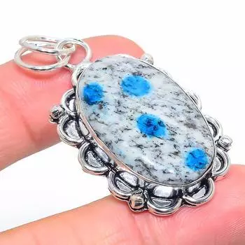 Подарочный кулон из стерлингового серебра 925 пробы с натуральным синим азуритом K2 2,13 дюйма R3c15