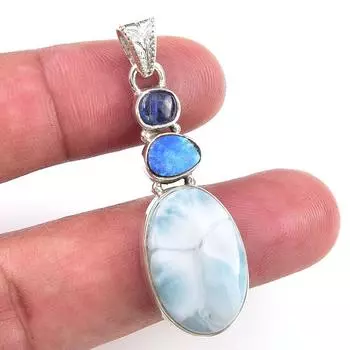 Подарочный кулон Natural Republic Larimar, австралийский опал 925 пробы, 1,7 дюйма, I2o92
