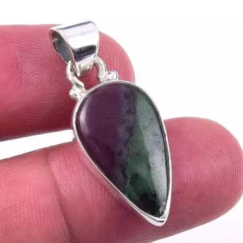Подарочный кулон Ruby In Zoisite ручной работы из стерлингового серебра 925 пробы, созданный в лаборатории, 1,25 дюйма, d6m51