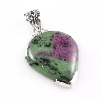 Подарочный кулон Ruby In Zoisite ручной работы из стерлингового серебра 925 пробы, созданный в лаборатории, 1,6 дюйма, M0o27