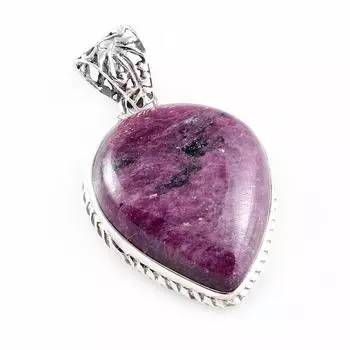 Подарочный кулон Ruby In Zoisite ручной работы из стерлингового серебра 925 пробы, созданный в лаборатории, 1,5 дюйма, q8q62