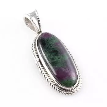 Подарочный кулон Ruby In Zoisite ручной работы из стерлингового серебра 925 пробы, созданный в лаборатории, 1,3 дюйма U1Y04