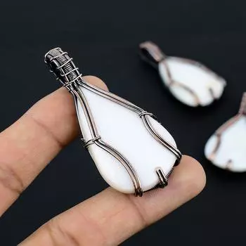 Подарочный кулон ручной работы из медной проволоки из натурального белого коралла 2,6 дюйма t1l04