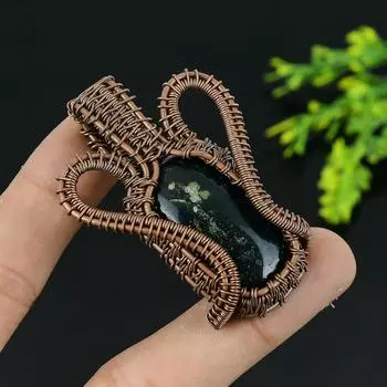 Подарочный кулон ручной работы из медной проволоки с натуральным кровавым камнем 2 S4Z37