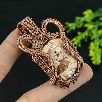 Подарочный кулон ручной работы из медной проволоки из натурального камня дикой лошади 2 O9C09