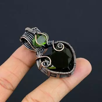 Подарочный кулон ручной работы из медной проволоки с натуральным драгоценным камнем перидот 2,05 дюйма v2F31