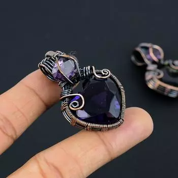 Подарочный кулон ручной работы из медной проволоки с натуральным аметистом 1,97 дюйма P3D24
