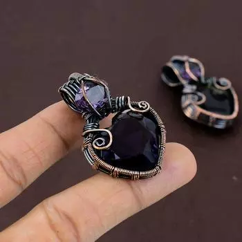 Подарочный кулон ручной работы из медной проволоки с натуральным аметистом, 1,97 дюйма, I4l24