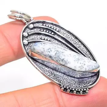 Подарочный кулон ручной работы из серебра 925 пробы с натуральным дендритовым опалом 2,36 дюйма m6I01