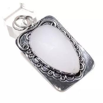 Подарочный кулон ручной работы из стерлингового серебра 925 пробы с натуральным селенитом 2,52 дюйма f3T55